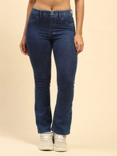 Dark Blue Cotton Blend  Bootcut Jegging
