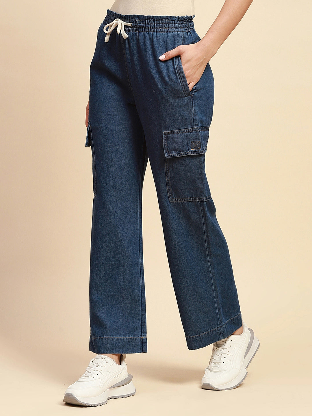 Dark Stone Cotton Blend Loose Lower - Global Republic