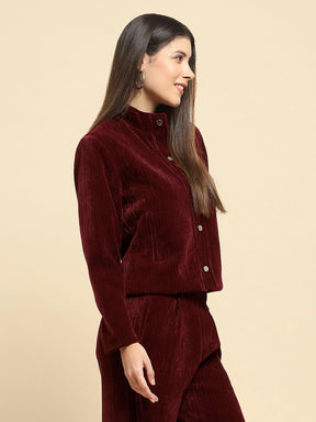 Wine Poly Blend Short Winter Jacket