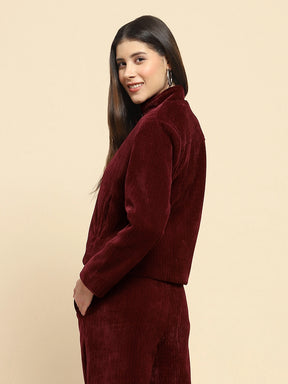 Wine Poly Blend Short Winter Jacket