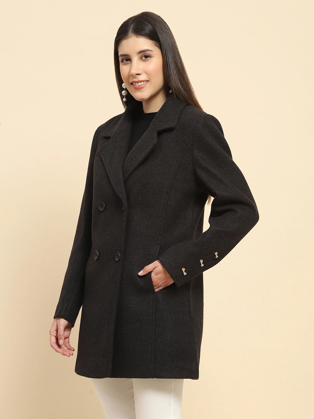 Black  Winter Long Coat - Global Republic