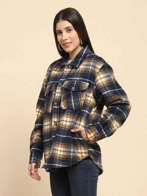 Navy Checks Oversized Winter Shacket