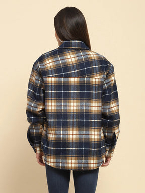 Navy Checks Oversized Winter Shacket
