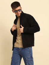 Black Poly Blend Solid Jacket