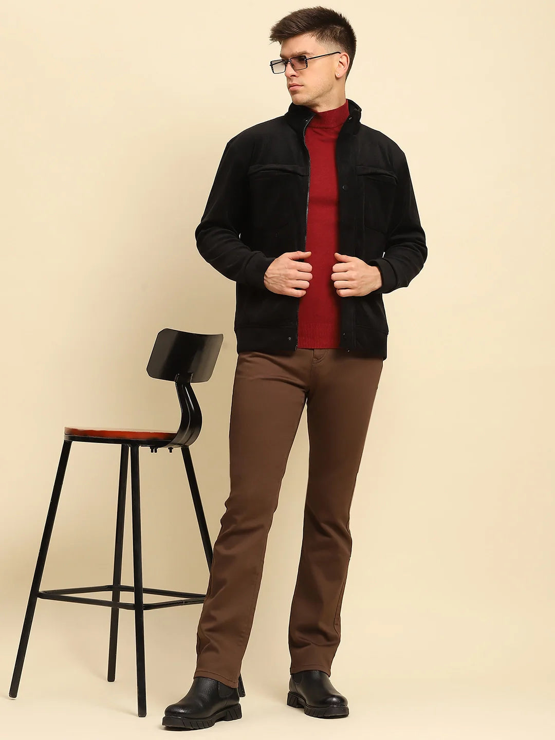 Black  Textured Jacket - Global Republic