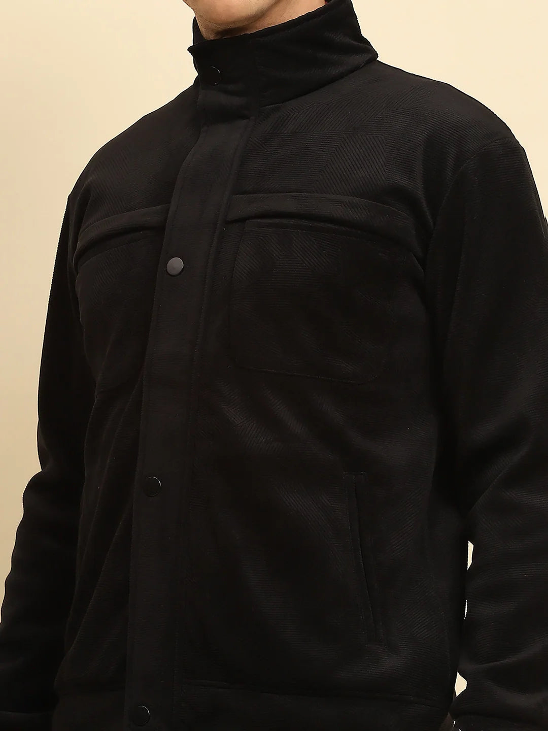 Black  Textured Jacket - Global Republic