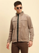 Tan Poly Blend Textured Jacket