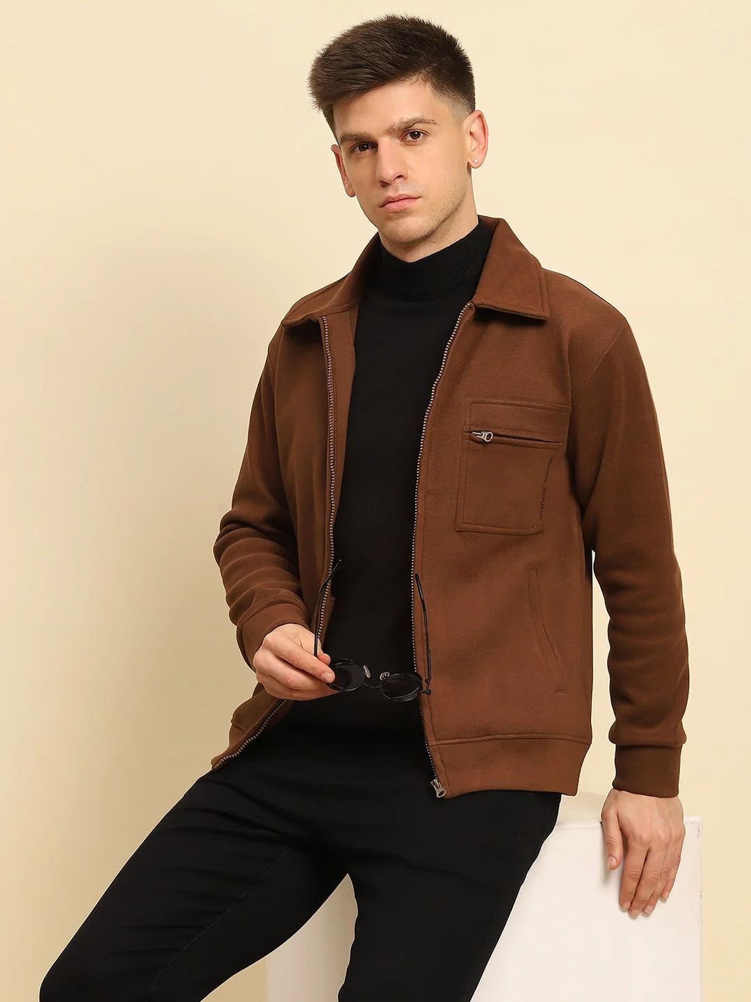 Coffee Solid Jacket - Global Republic