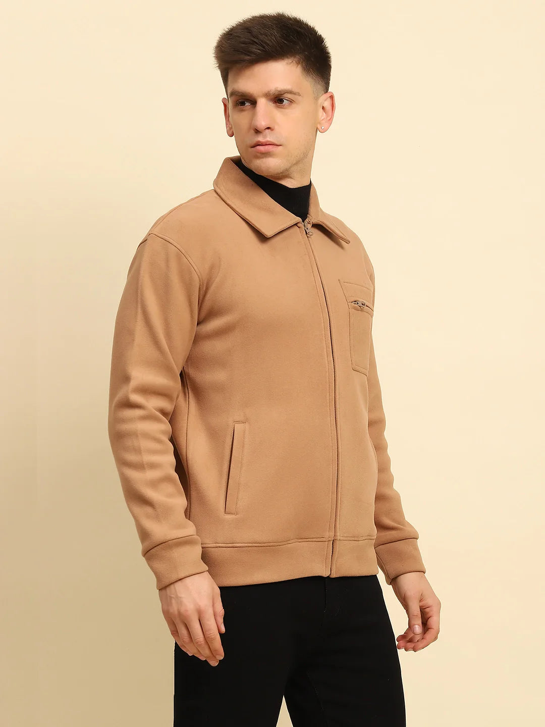 Tan  Solid Jacket - Global Republic