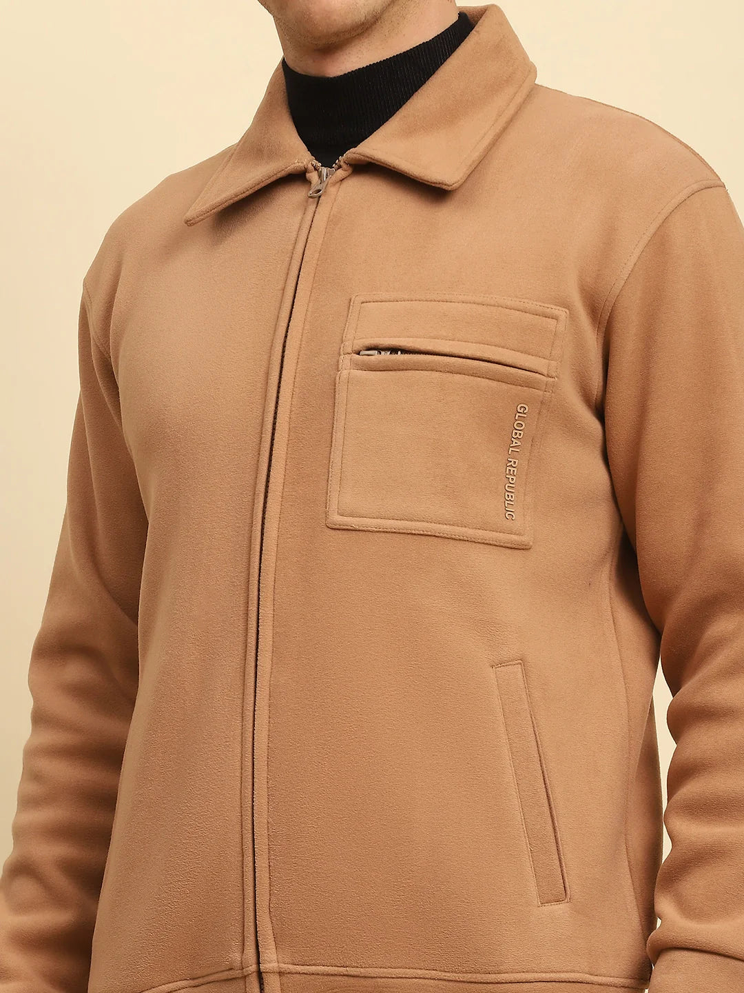 Tan  Solid Jacket - Global Republic