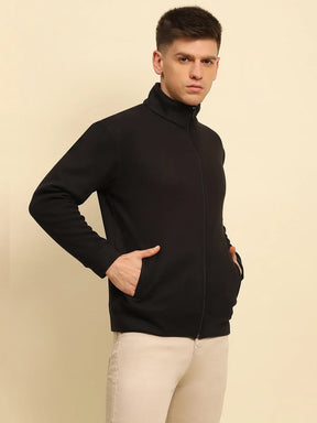 Black Ploy Blend Solid Sweatshirt