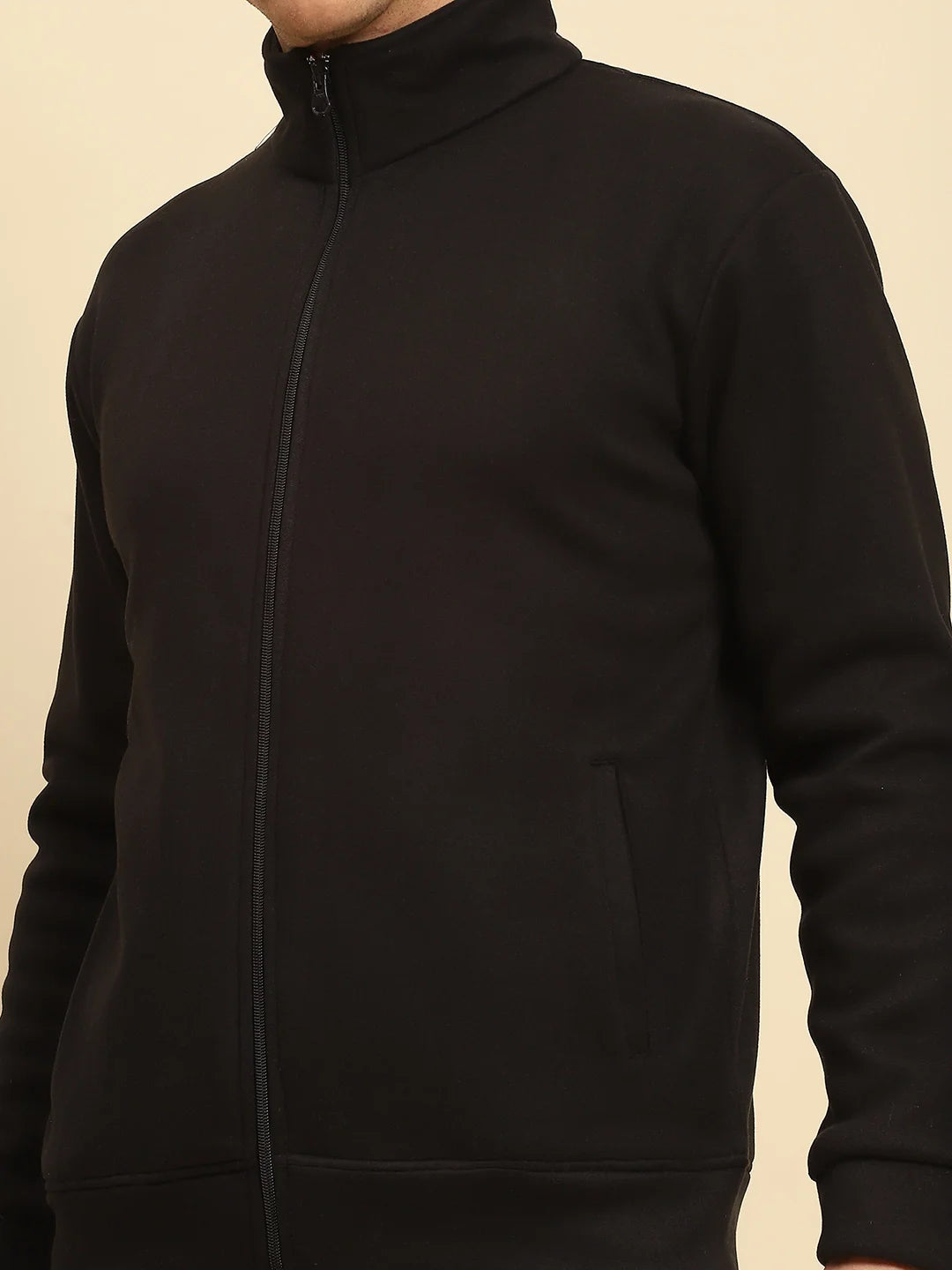 Black Ploy Blend Solid Sweatshirt