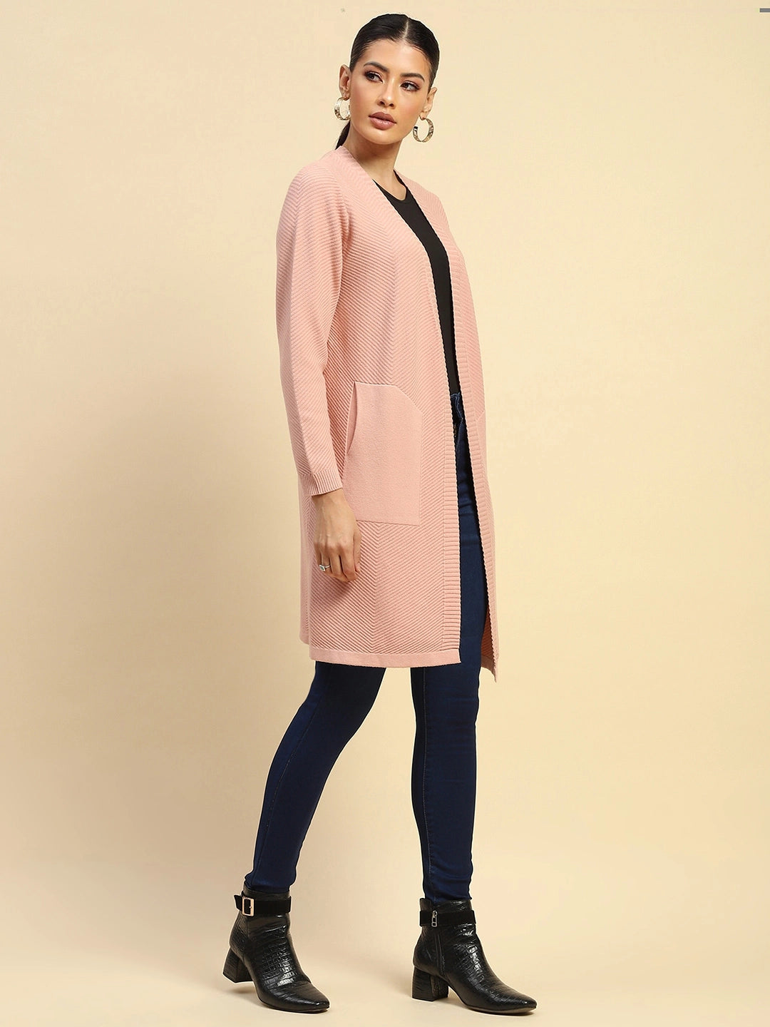 Pink  Viscose Loose Fit Winter Shrug - Global Republic