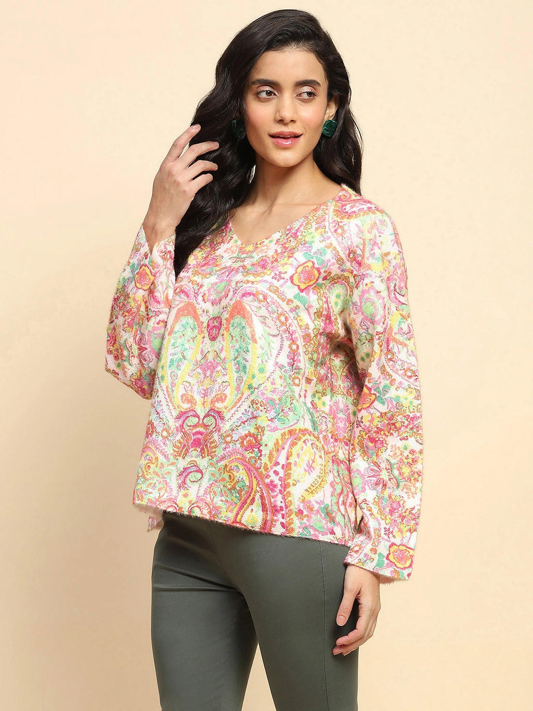 Multicolor Wool Blend Oversized Pullover
