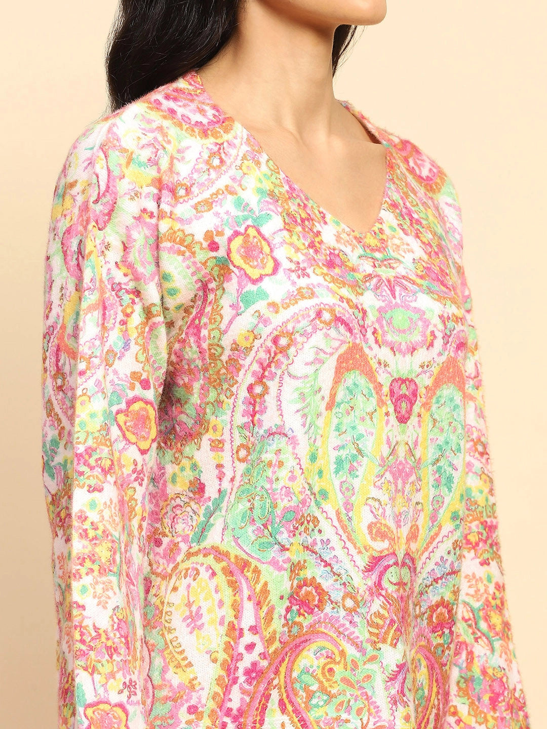 Multicolor Wool Blend Oversized Pullover
