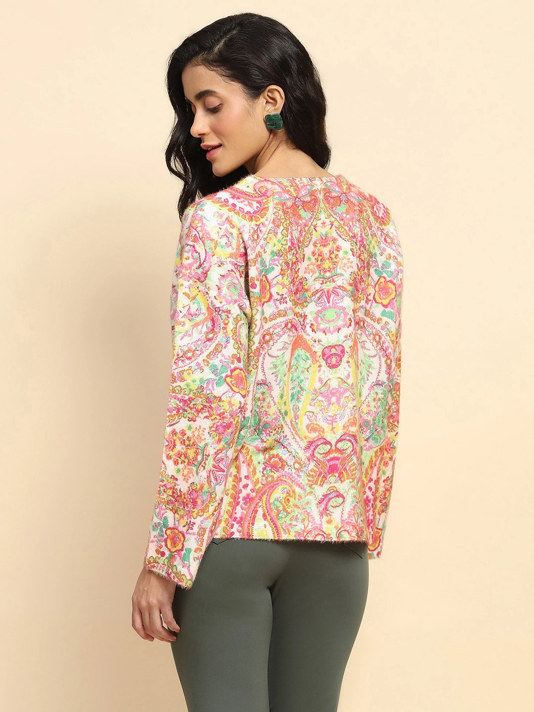 Multicolor Wool Blend Oversized Pullover