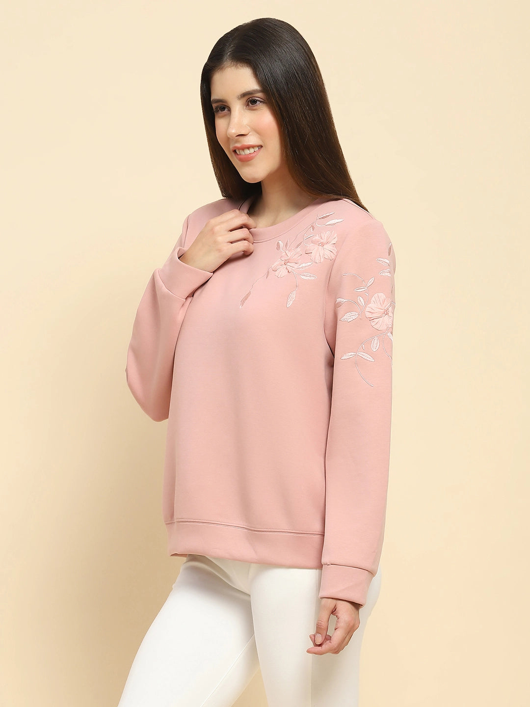 Pink  Embroidered Sweatshirt - Global Republic