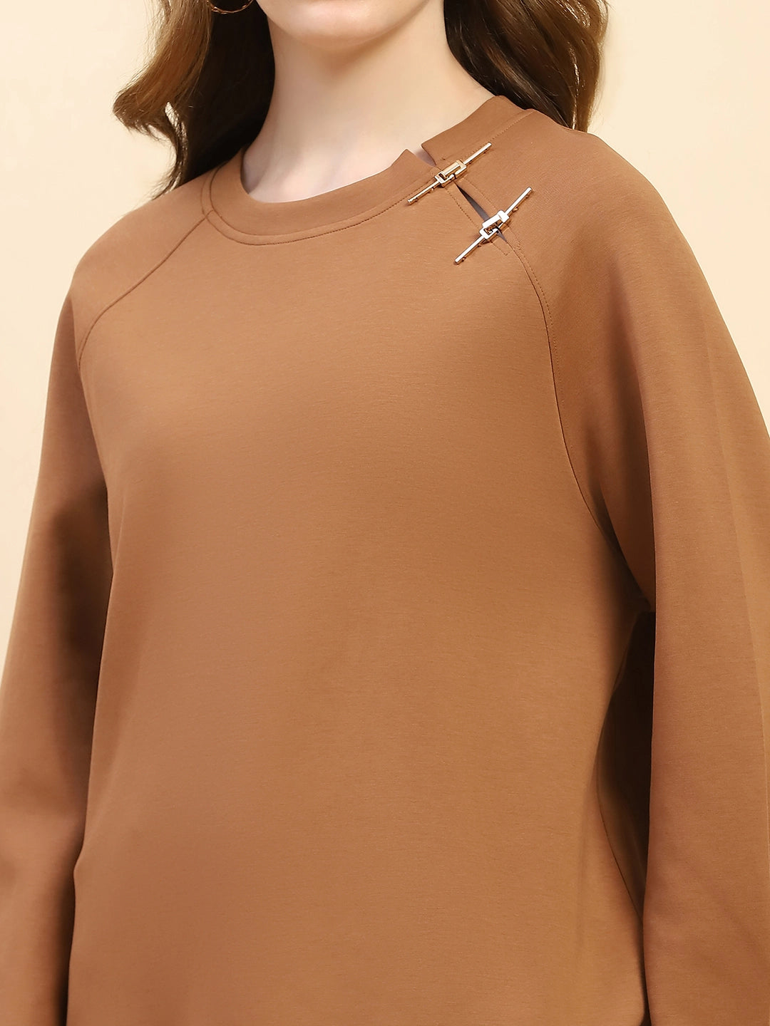 Brown Back Embroidered  Loose Fit Sweatshirt - Global Republic