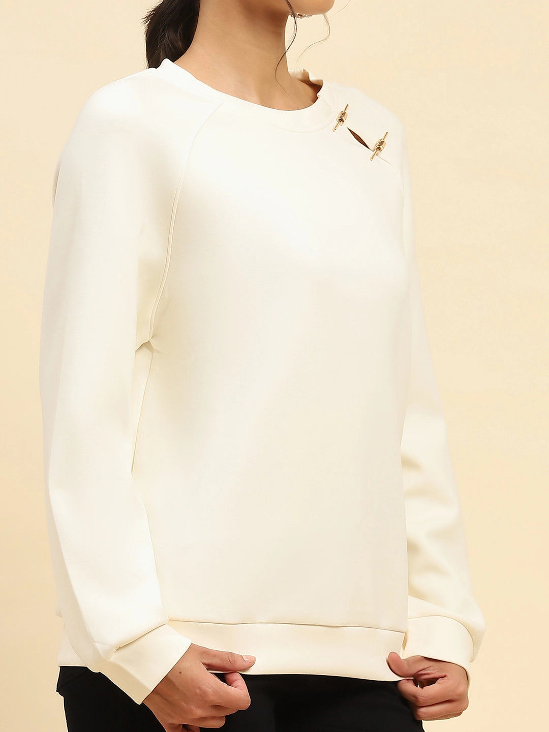White Back Embroidered  Relaxed Fit Sweatshirt - Global Republic