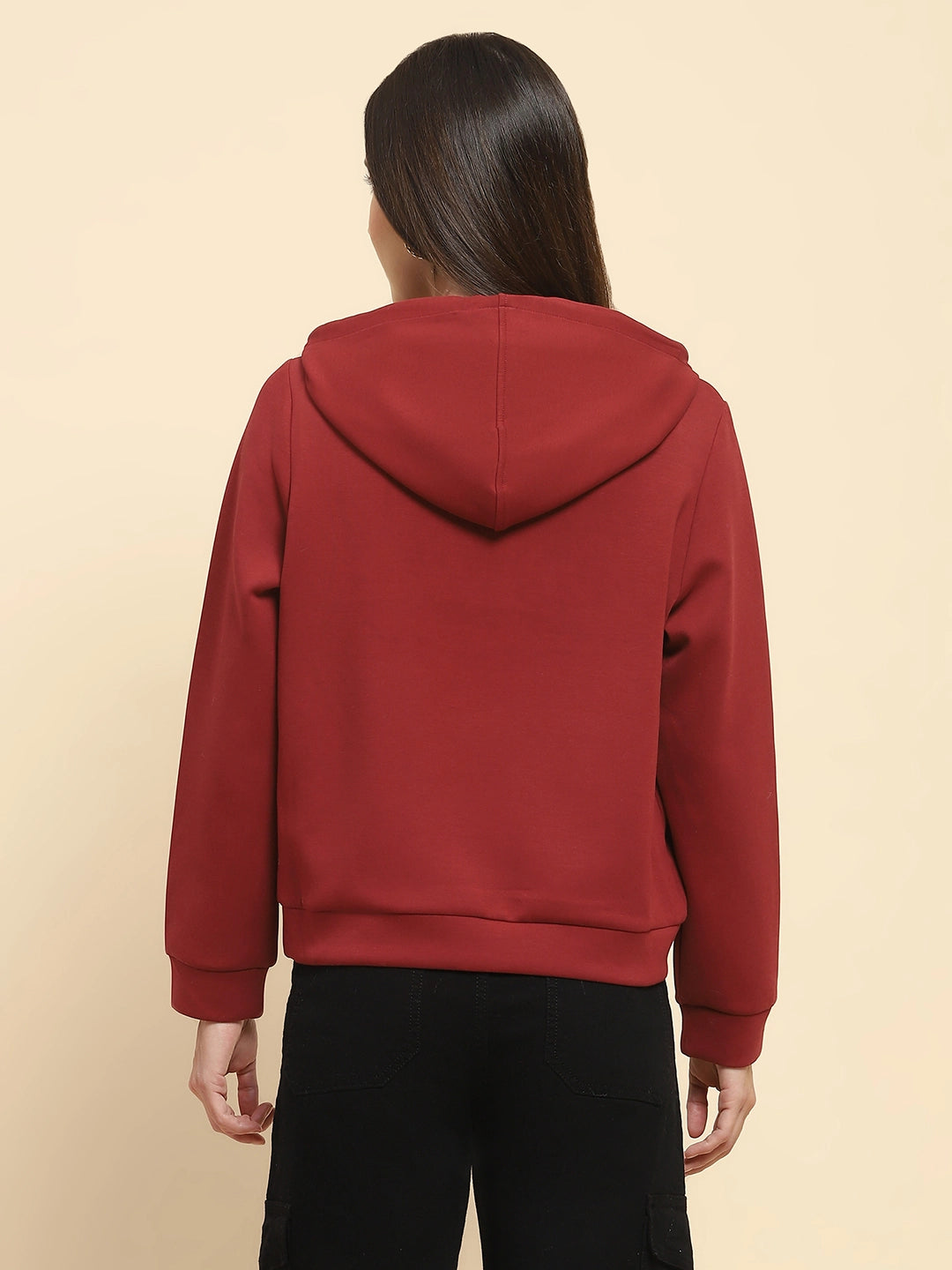 Maroon  Embroidered Hood Sweatshirt - Global Republic