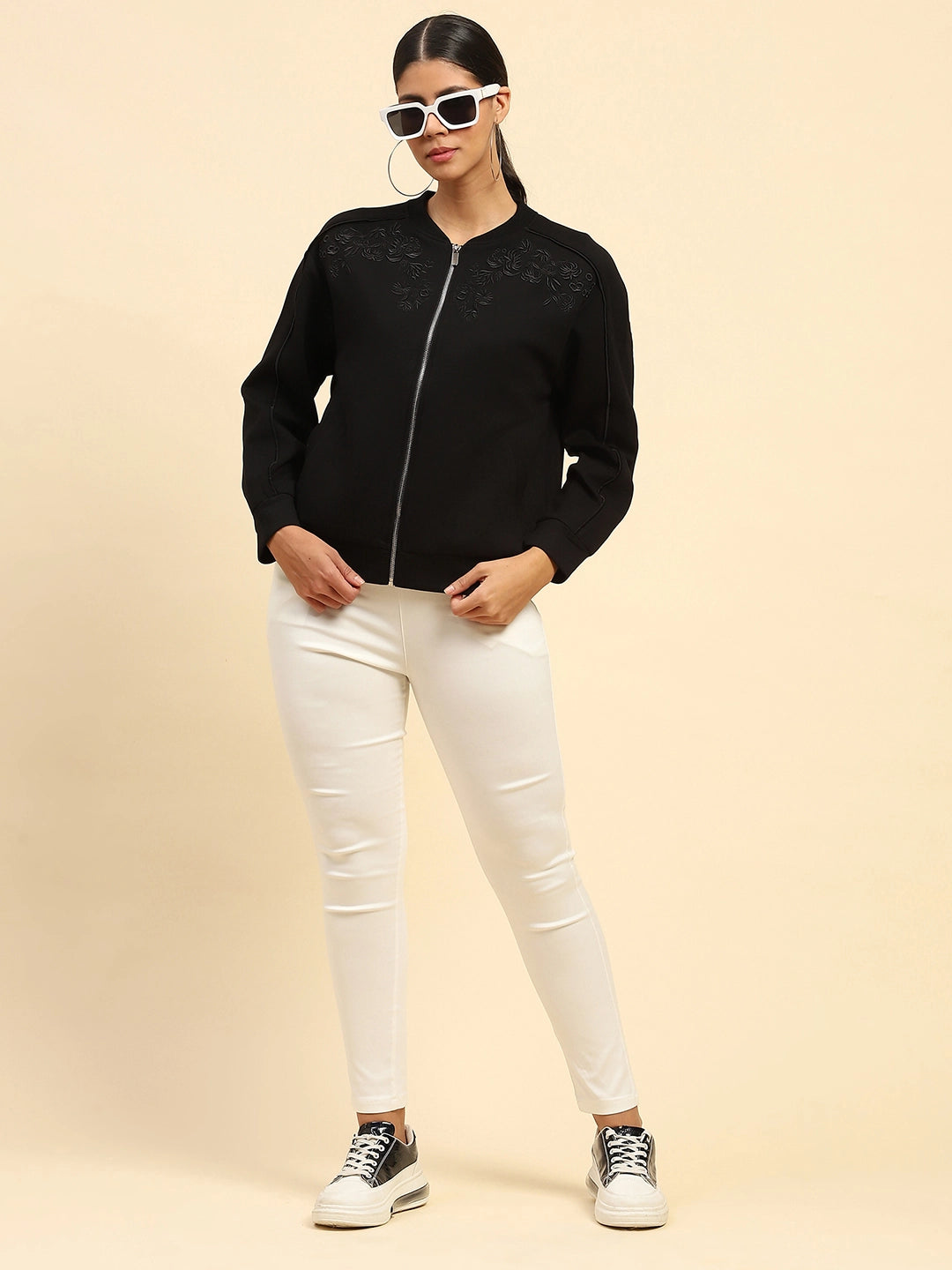Black Embroidered  Sweatshirt - Global Republic