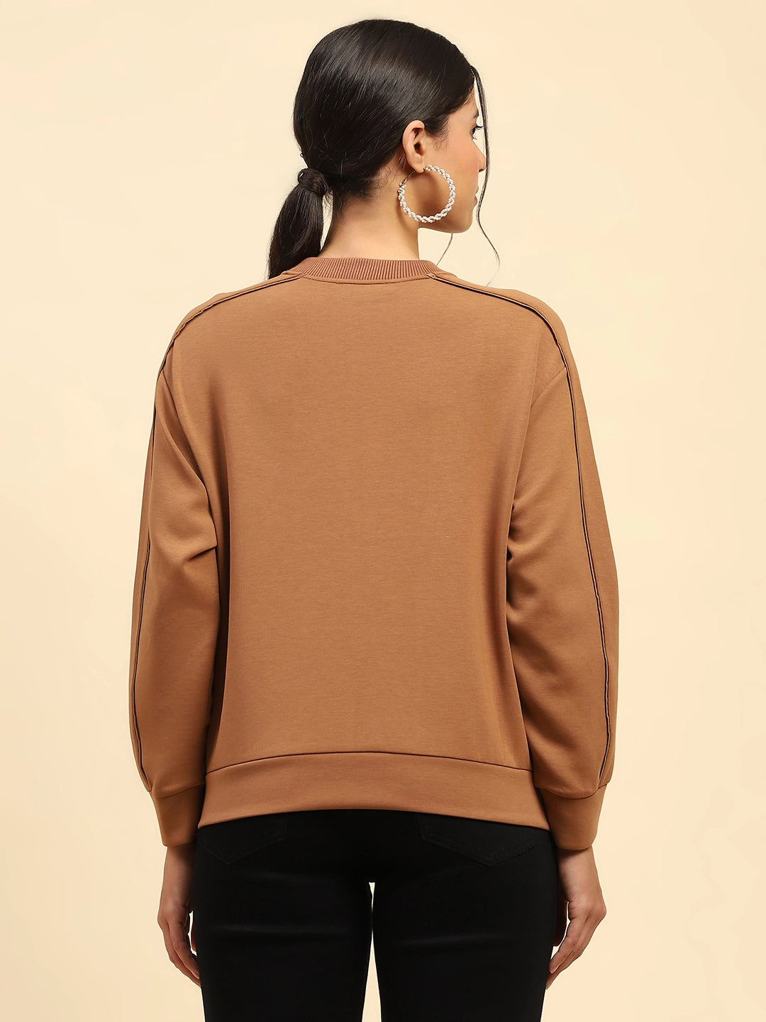 Tan Embroidered  Sweatshirt - Global Republic