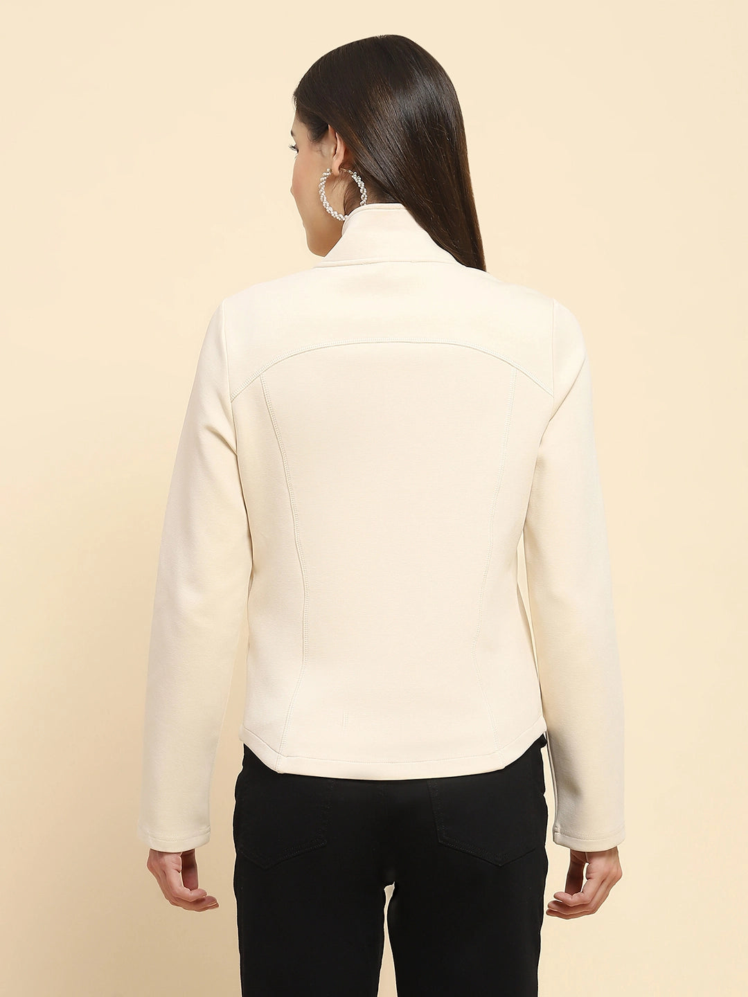 Cream  Solid Sweatshirt - Global Republic