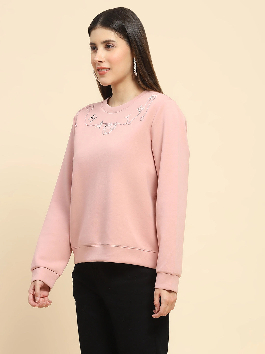 Pink   Embellished Sweatshirt - Global Republic