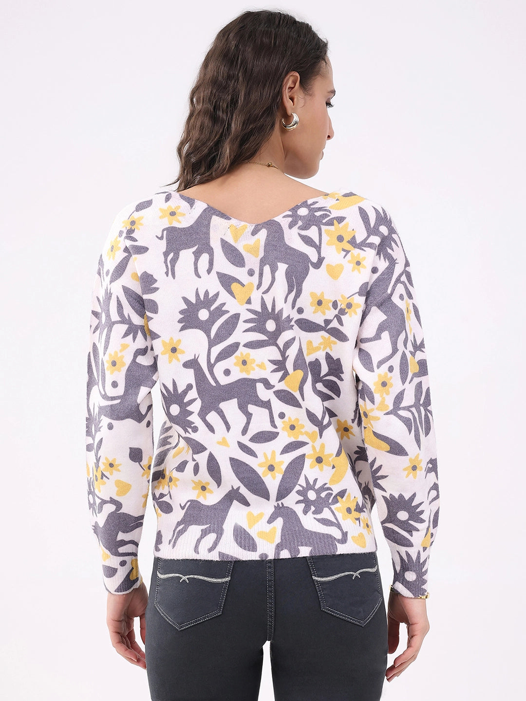Off-White Floral Winter Pullover - Global Republic