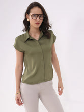 Olive Satin Formal Shirt - Global Republic