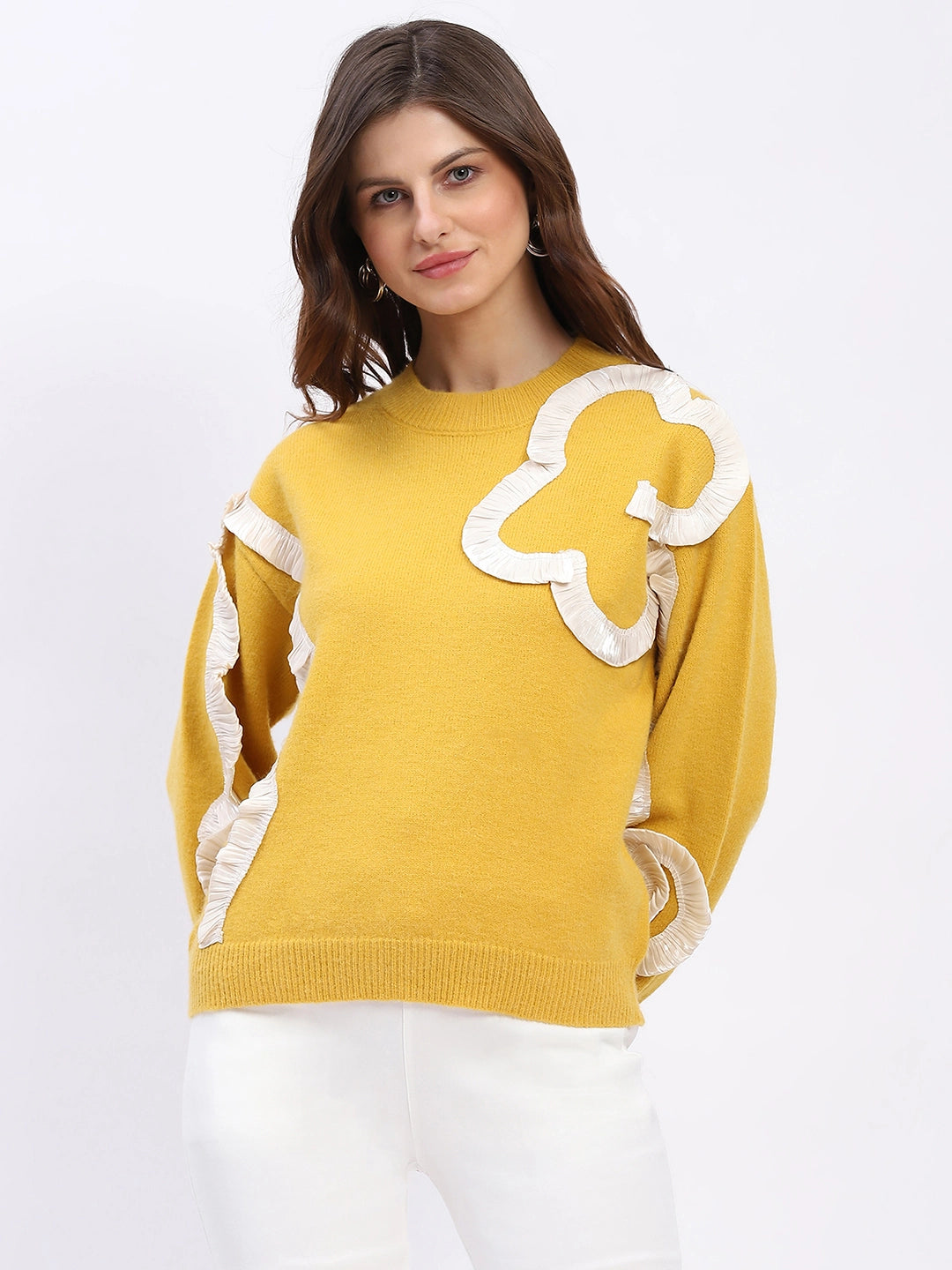 Ribbon Floral Embellished Pullover - Global Republic