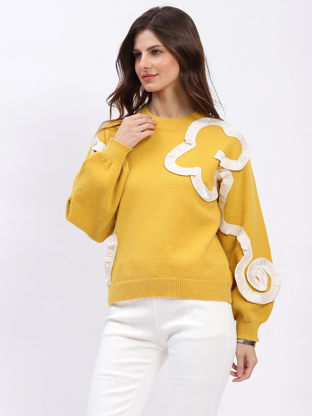 Ribbon Floral Embellished Pullover - Global Republic