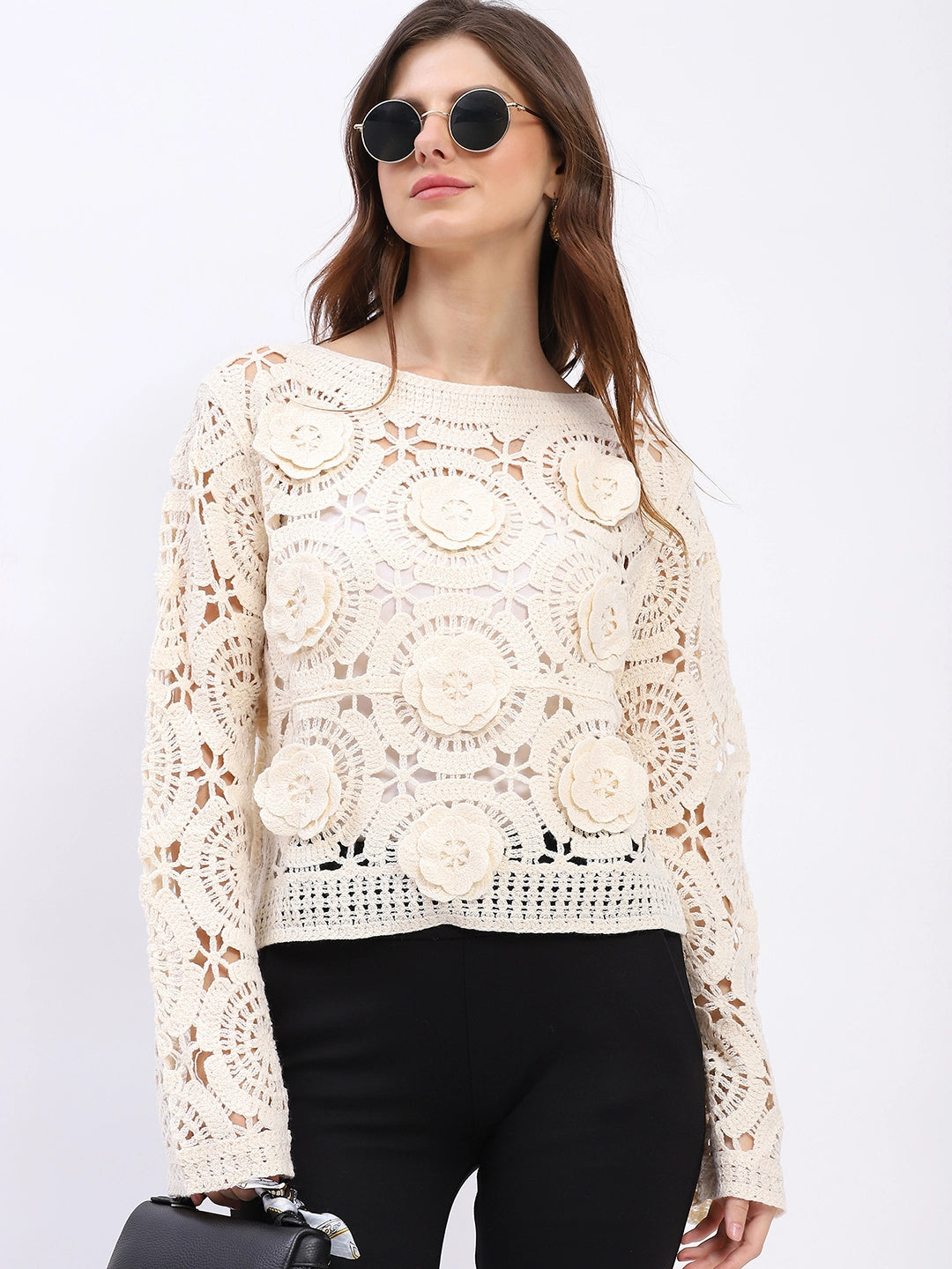 Floral Crochet Woven Top - Global Republic