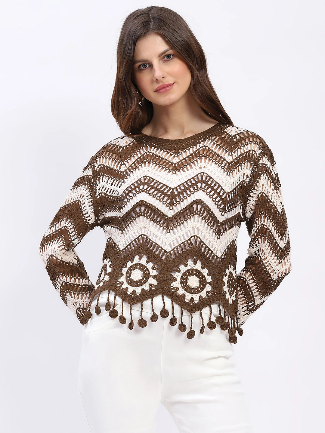 Chevron Woven Crochet Top - Global Republic