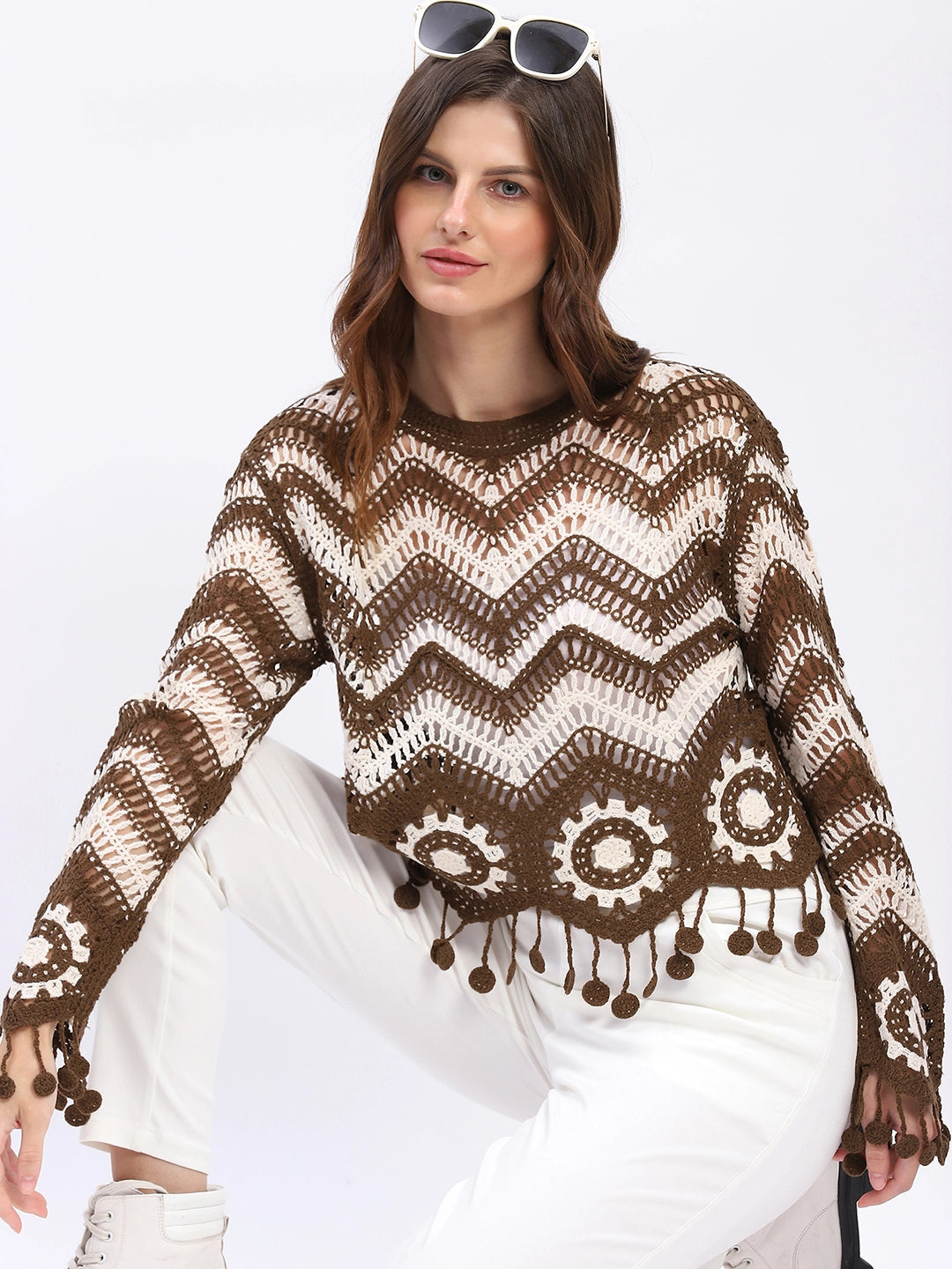 Chevron Woven Crochet Top - Global Republic