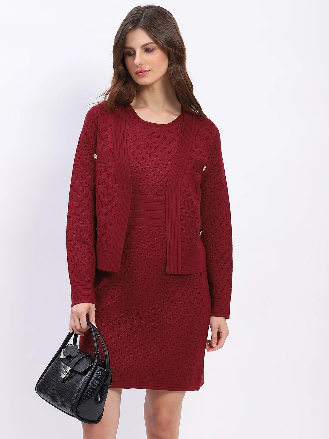 Wine Winter Dress Set - Global Republic