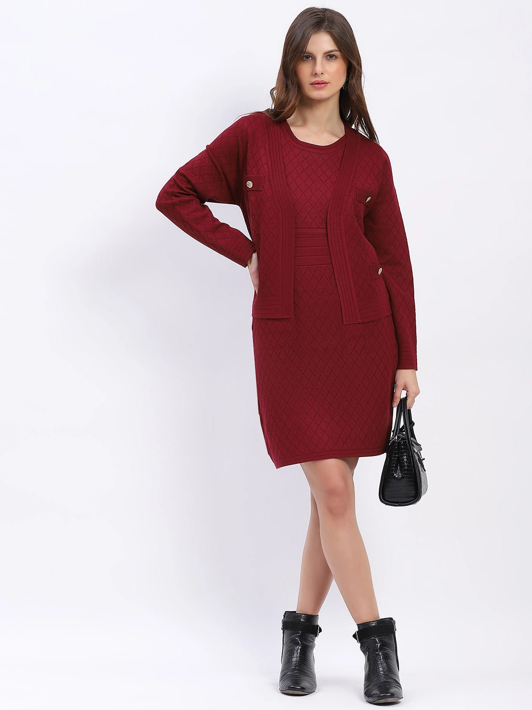 Wine Winter Dress Set - Global Republic