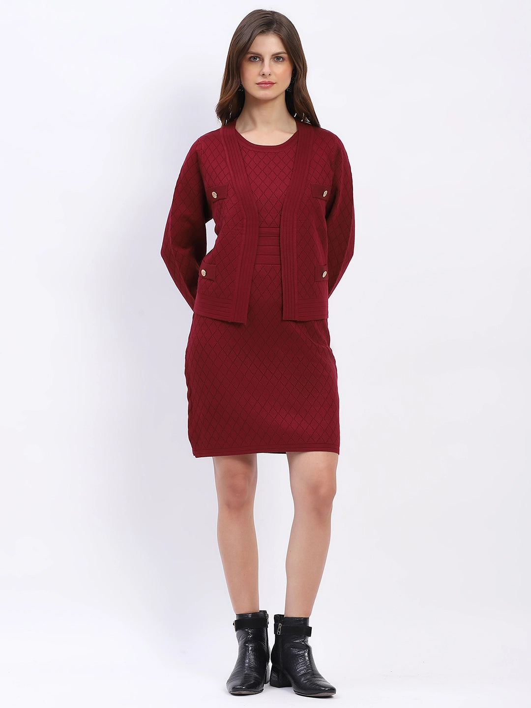 Wine Winter Dress Set - Global Republic