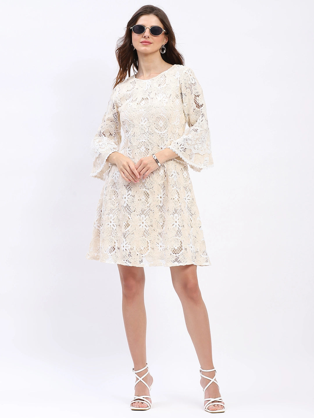 Floral Embroidered A-Line Dress - Global Republic