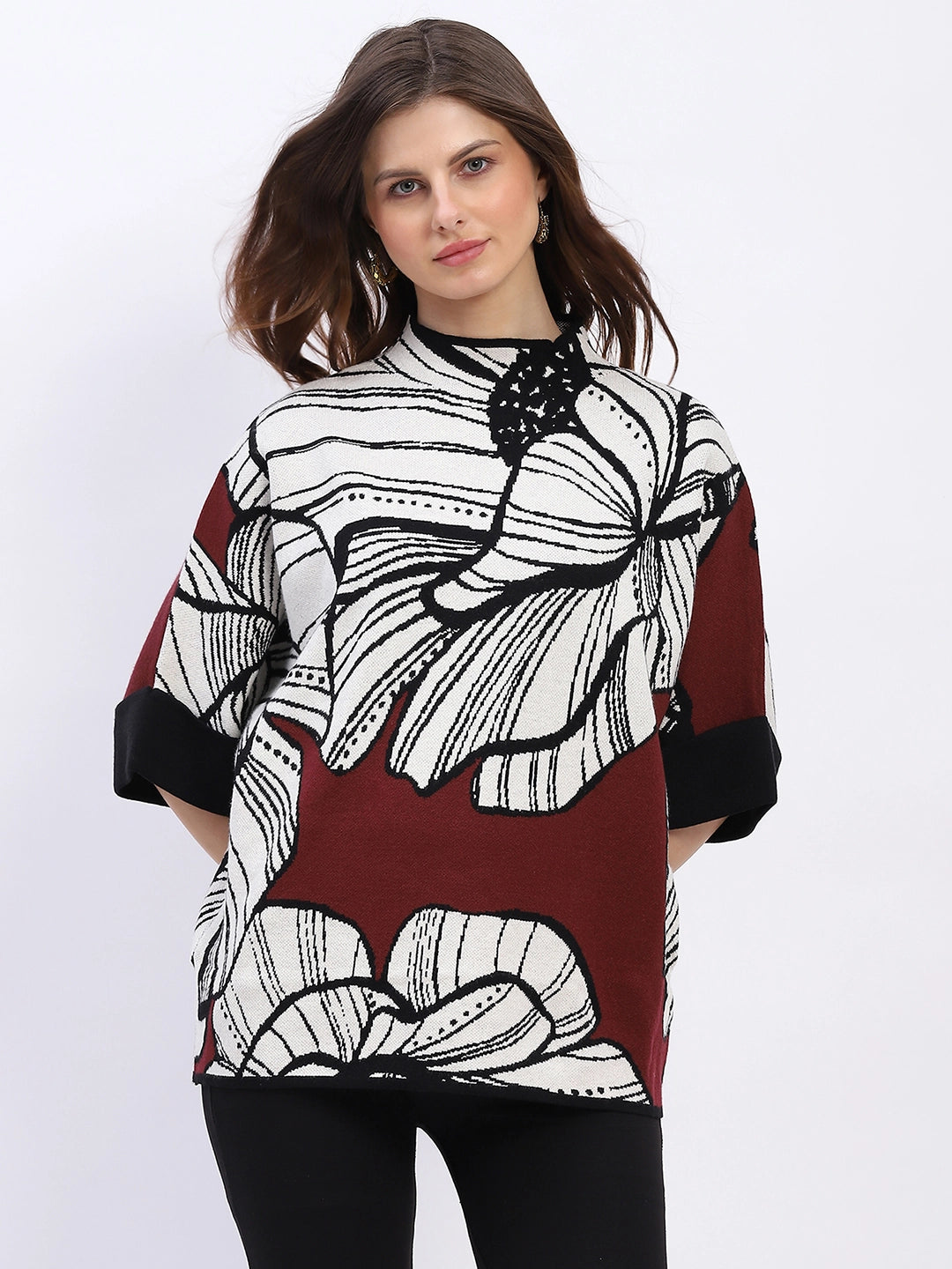 Abstract High Neck Pullover - Global Republic