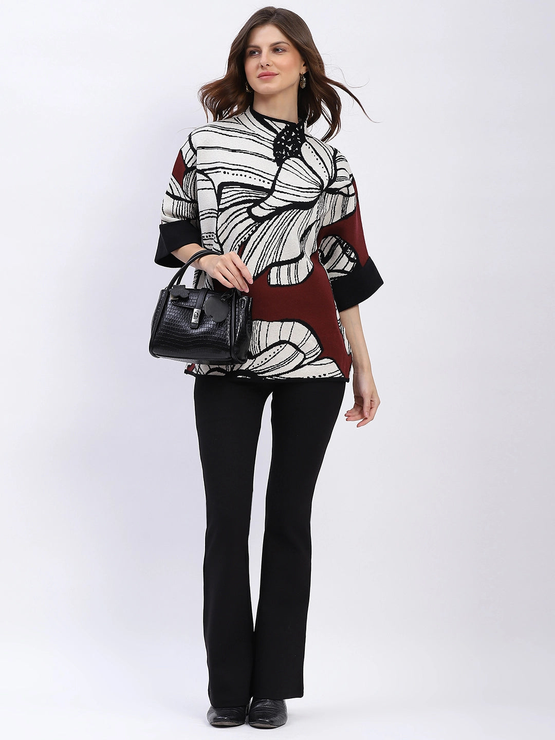 Abstract High Neck Pullover - Global Republic