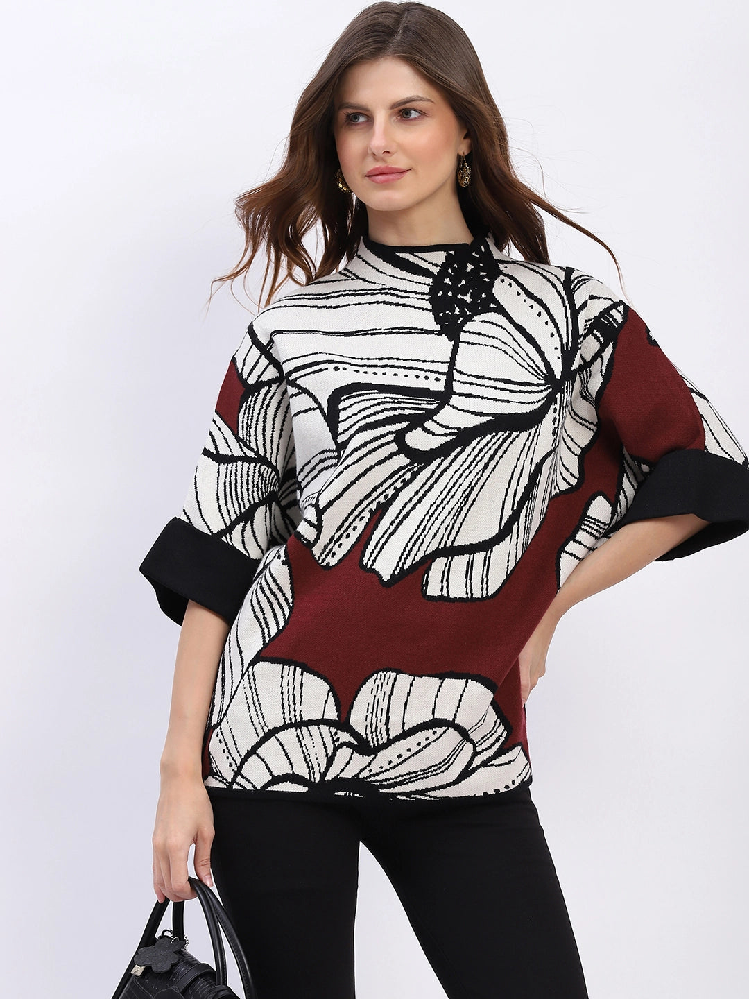 Abstract High Neck Pullover - Global Republic