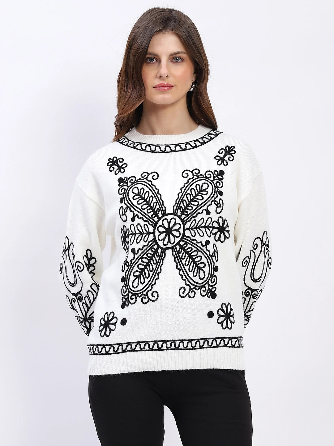 Floral Embroidered Pullover - Global Republic
