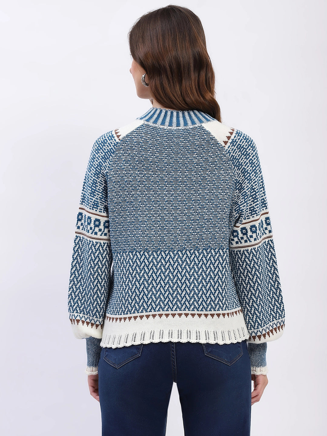 Woven Blue Wool Blend Pullover - Global Republic