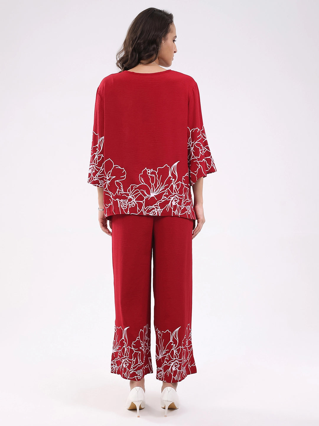 Magenta Printed Rayon Blend Loungewear - Global Republic