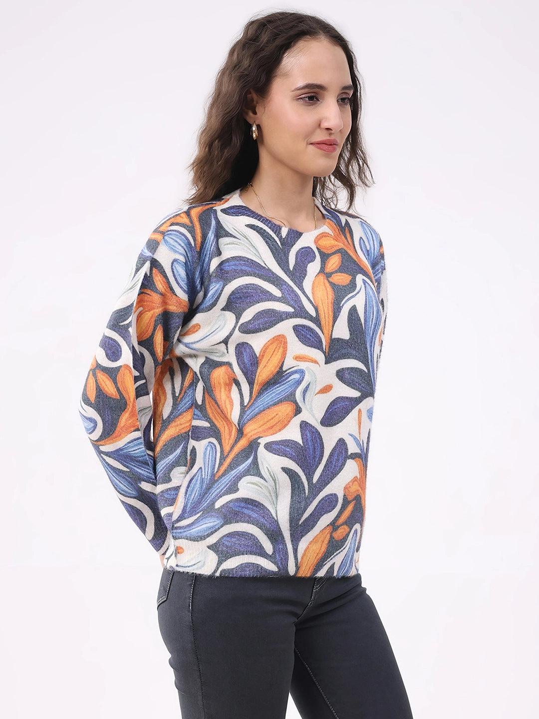 Multicolour Printed Wool Blend Pullover - Global Republic