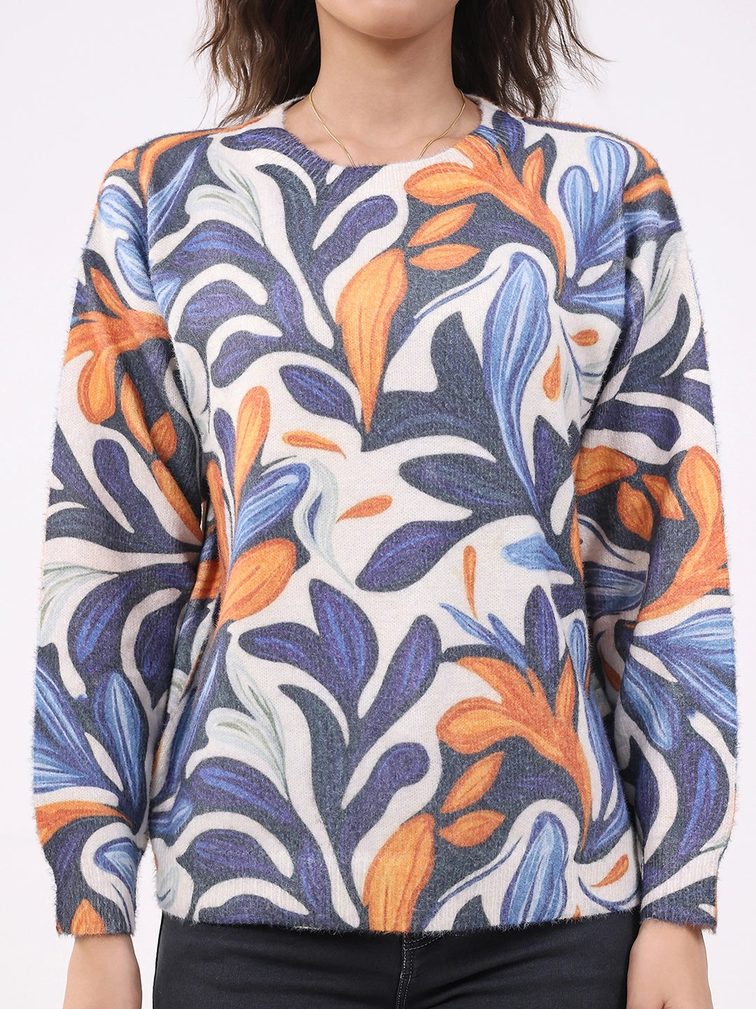 Multicolour Printed Wool Blend Pullover - Global Republic