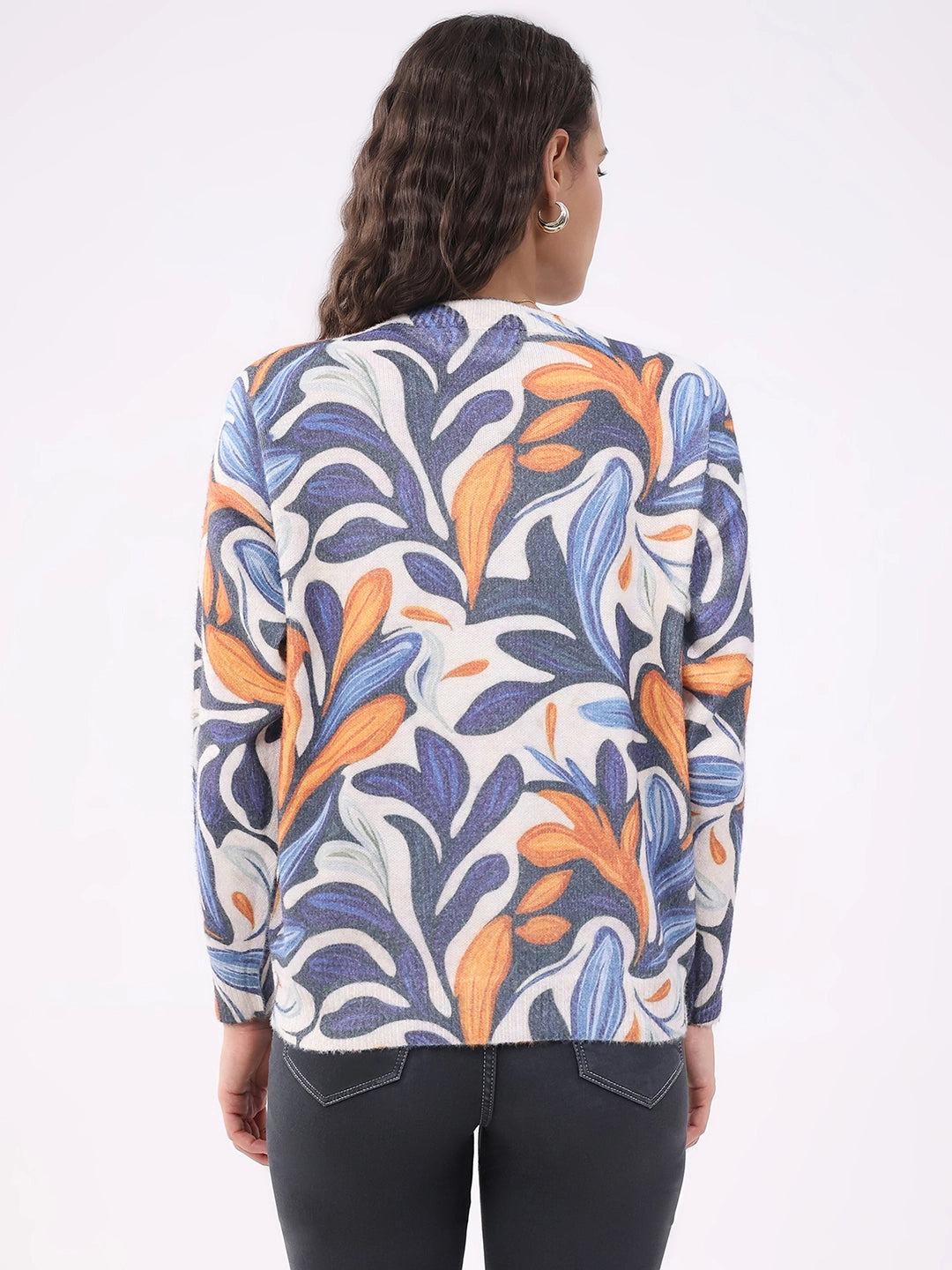 Multicolour Printed Wool Blend Pullover - Global Republic