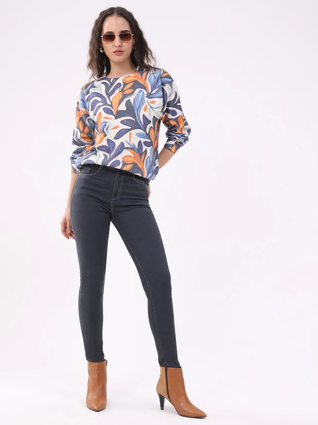 Multicolour Printed Wool Blend Pullover - Global Republic