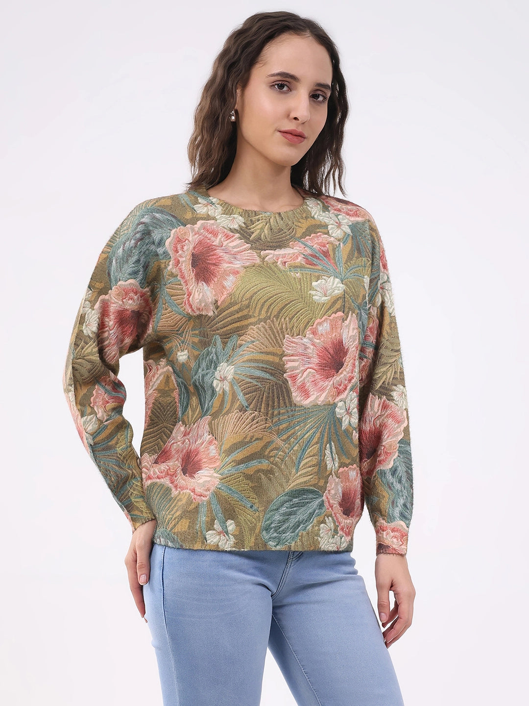 Floral Relaxed Fit Winter Pullover - Global Republic